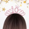 BAHABY 10th Birthday Decorations for Girl Happy Birthday Crown Birthday Girl Headband Princess Birthday Party Favors- Pink