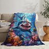 Funny Shark Blanket Ocean Throw Blanket Shark Gifts and Decor Shark Blanket for Girls Women Men Boys Soft Warm Cozy Fleece Blanket for Couch Sofa ​Bed 50"x40"