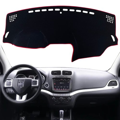 KEEGTBOX Dash Mat Cover Custom Interior Center Console Compatible with Dodge Journey 2011 2012 2013 2014 2015 2016 2017 2018 2019 2020 Dashboard mat Covers Accessories (Red Rim)