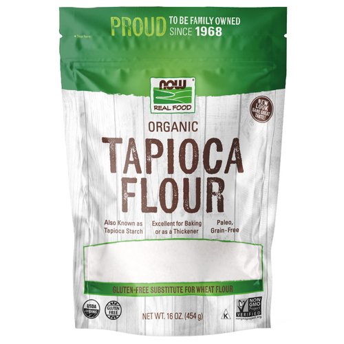 NOW Foods, Organic Tapioca Flour, Gluten-Free and Non-GMO Flour Replacement, 16-Ounce (Packaging May Vary)