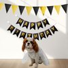 Black Happy Birthday Banner with Pennant Banner Flags, Black Gold Happy Birthday Sign, Black Birthday Party Decorations, Bunting Banner with Shiny Gold Letters, DIY Party Supplies (Black)