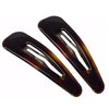 Parcelona French Clic Clac 3 1/4" Tortoise Shell Brown Celluloid No Slip Grip Snap Hair Clips for Women