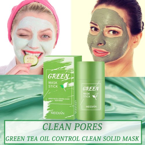 2 Pcs Green Tea Face Mask Stick,Deep Clean Purifying Clay Green Tea Mask Stick,Blackhead Remover,Moisturizing & Improve Skin Tone Green Tea Oil Control Mask Stick,Reduce Blackheads for All Skin Types
