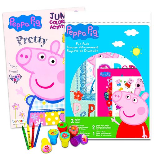 Peppa Pig Coloring Book Set Stickers and Crayons