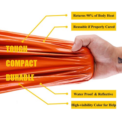 Mezonn Emergency Sleeping Bag Survival Bivy Sack Use as Emergency Blanket Lightweight Survival Gear for Outdoor Hiking Camping Keep Warm After Earthquakes, Hurricanes and Other disasters