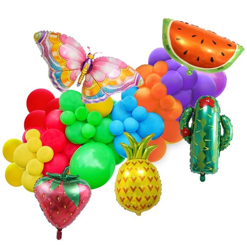 Fruit Butterfly Balloons Kit,Rainbow Balloons Cactus Watermelon Foil Balloons Party Supplies (Fruit kit)
