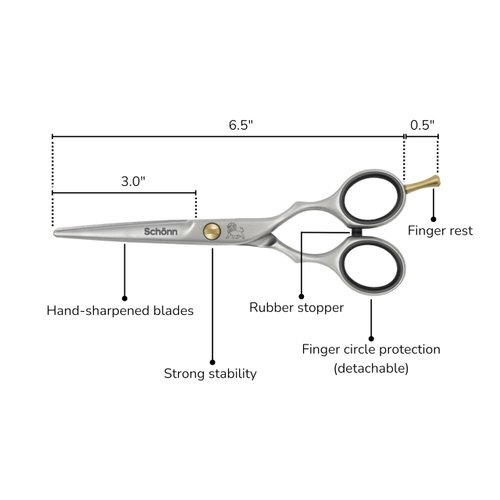 Generic Hair Cutting Scissors, Schönn Hair Scissor, Professional 6.5 inch Right-Handed Barber Shears - German Stainless Steel, Hand Sharpened (Silver/Gold), SCH-CLS-01