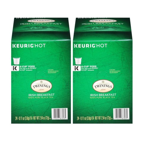 Twinings Irish Breakfast Tea K-Cup Pods for Keurig, Caffeinated Black Tea, Robust, Strong, Bold Flavour, 24 Count (Pack of 2)