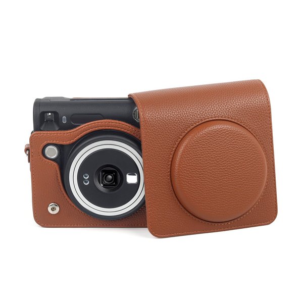 Rieibi PU Leather Case for Fujifilm Instax SQ40 - Polaroid SQ40 Camera Case for Fujifilm Instax Square SQ40 Instant Camera - Vintage Fuji SQ40 Bag Cover with Strap - Brown