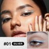 evpct 1Pcs Silver Pearl White Glitter Glittering Diamond Shimmer Liquid Eyeliner Eye Makeup Pencil Set, Sparkle Shimmer Colored Eyeliner Pen Waterproof Smudge Proof Long Lasting High Pigmented 01#