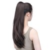 SYXLCYGG Dark Brown Clip in Ponytail Yaki Straight Claw Clip Ponytails 22" 5.5 OZ Synthetic Fake Hair pieces For Women Like Real Hair Fluffy¬ Tangled