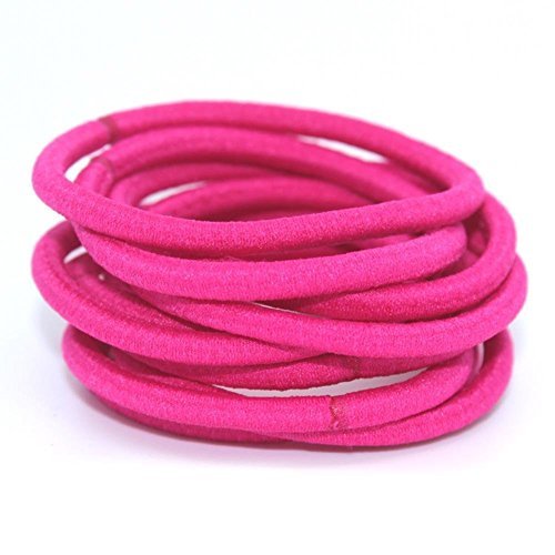 La Tartelette 4 mm Elastic Bands Hair Ties Children Rubber hair headbands - 50 Pcs (Deep Pink)