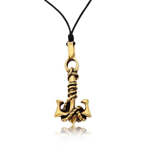 Vietguild Beautiful Anchor Handmade Brass Gold Charm Necklace Pendant Jewelry