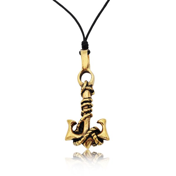 Vietguild Beautiful Anchor Handmade Brass Gold Charm Necklace Pendant Jewelry