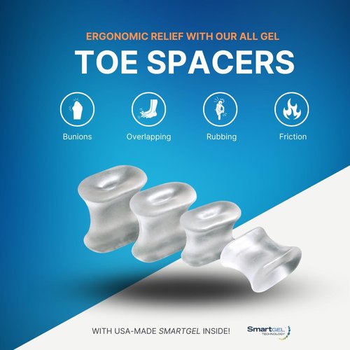 NatraCure Gel Toe Spacers - Helps with Bunions, Corns, Blisters, Rubbing & Overlapping Toes - Toe Separators For Women, Toe Spacers For Men, Toe Spacers For Women, Correct Toes - 12 Pack