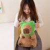 Ditucu Cute Capybara Plush Pillow with Wearable Frog Hat Stuffed Animals Capibara Plushies Toys Gifts for Kids 11 inch