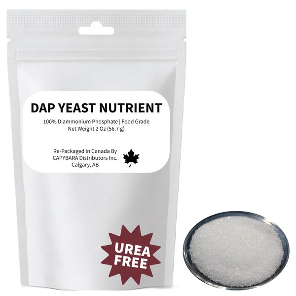 Yeast Nutrient 100% DAP - 2 Oz (56.7 g) - Food Grade Diammonium Phosphate (DAP) - Use in Winemaking Brewing Beer Mead Cider Kombucha Baking Bread Dough Conditioner - Sold by CAPYBARA Distributors Inc.