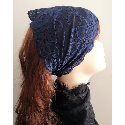 Oyabridal Vintage Lace Headbands for Women Elastic Lace Halloween Headband Party Accessories (Navy)