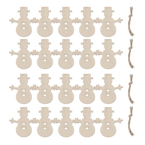 MECCANIXITY 50 Pcs Wooden Christmas Ornaments Paintable Wooden Snowman Crafts for DIY Christmas Craft Party Wedding
