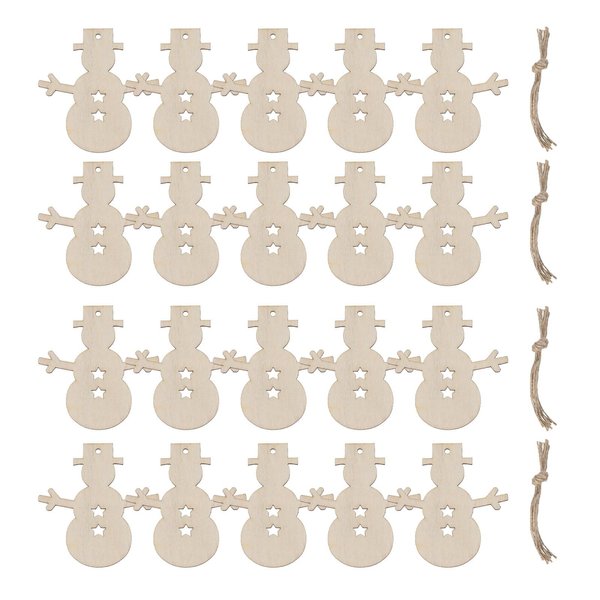 MECCANIXITY 50 Pcs Wooden Christmas Ornaments Paintable Wooden Snowman Crafts for DIY Christmas Craft Party Wedding