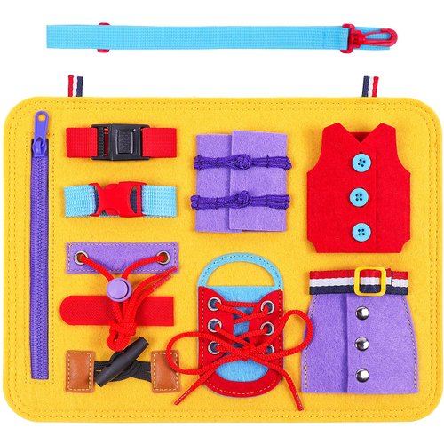 ABirdon Busy Board for Toddlers, Montessori Toys for Baby Learn Preschool Basic Skills, Sensory Toys for Practice Fine Motor Skills, Autism Educational Learning Toys for Airplane, Car or Home