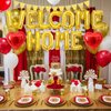 Welcome Home Decorations Red Gold,Welcome Home Foil Balloon Banner with Red Heart Balloons Pennant Flag Bunting for Baby Shower Home Family Party Supplies