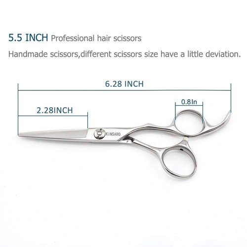 5.5" Barber scissors Hair scissors Professional Hair Shears Cutting Shears 440C Hair Cutting Scissors Barber Shears Haircut Scissors Silvery Convex Blades KINSARO