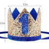 Socub Birthday Hat, birthday party hat, Birthday Crown Headbands for Baby Boy 5th Birthday Party Supplies, Golden Blue 5