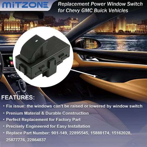 Power Window Switch Passenger Front Right, Rear Left/Right Side Door Window Button Compatible with 07-15 Chevrolet HHR Tahoe Avalanche Traverse Suburban Silverado, GMC Acadia Sierra Yukon 22895545