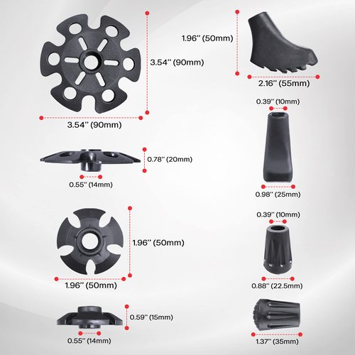 TheFitLife Trekking Poles Accessories Set - Rubber Replacement Pole Tip Protectors Fit Most Standard Hiking, Walking Poles with 11mm Hold Diameter (Black Set.2)