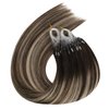 Ugeat Microlink Hair Extensions Real Human Hair Balayage Dark Brown to Ash Blonde Mix Brown Microring Hair Extensions Human Hair Silky Straight Micro Bead Human Hair Extensions 20 Inch 50s