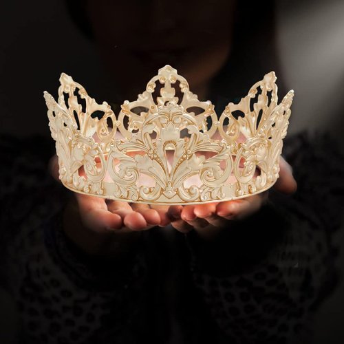 YADIRF Alloy King Queen Royal Full Round Crown Wedding Tiara Headbands Princess Crowns For Pageant Party Hair Accessories (Gold)