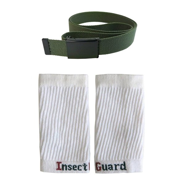 InsectGuard - Permethrin Treated Tick Gaiters/Sleeves and Mosquitoes Flies Chiggers & More Insect Repellent Lower Package GW7 (Green/White). One Size Fits All Up to Adult Medium!