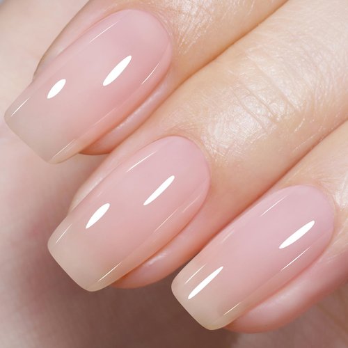 AILLSA Milky Pink Gel Nail Polish Sheer Neutral Nude Gel Polish Light Natural Color Translucent Gel Polish Long Lasting Jelly Pink Soak Off U V Gel for French Manicure Nail Art at Home 0.51 Fl Oz