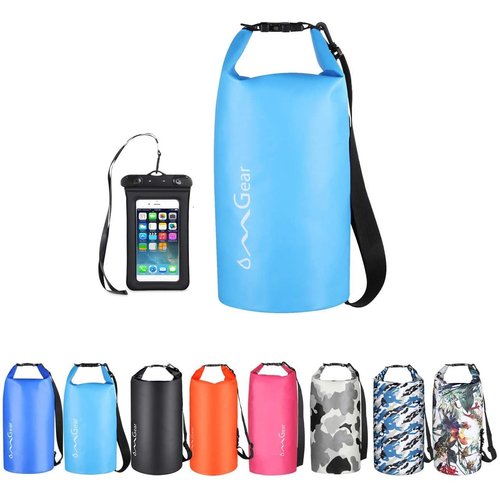 OMGear Waterproof Dry Bag Backpack Waterproof Phone Pouch 40L/30L/20L/10L/5L Floating Dry Sack For Kayaking Boating Sailing Canoeing Rafting Hiking Camping Outdoors Activities (Light blue2, 5L)