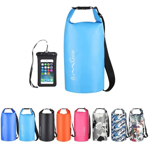 OMGear Waterproof Dry Bag Backpack Waterproof Phone Pouch 40L/30L/20L/10L/5L Floating Dry Sack For Kayaking Boating Sailing Canoeing Rafting Hiking Camping Outdoors Activities (Light blue2, 5L)