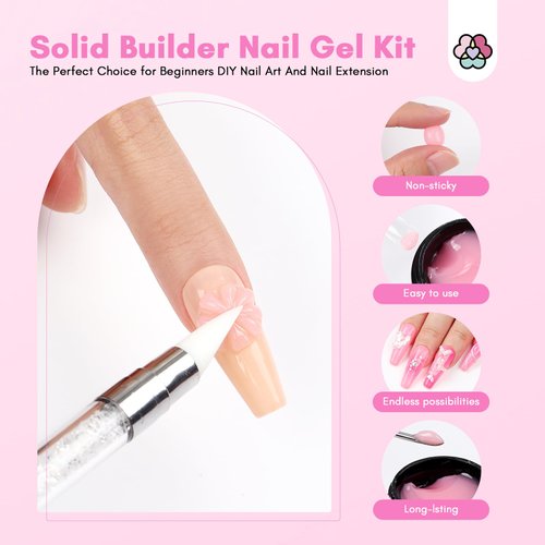 SAVILAND Solid Gel Builder for Nails: 6 Colors 3D Nail Gel No-Sticky Hand Solid Gel Kit Nail Extension Sculpting Gel for Nail Art for Carving Solid Nail Gel DIY at Home for Beginners