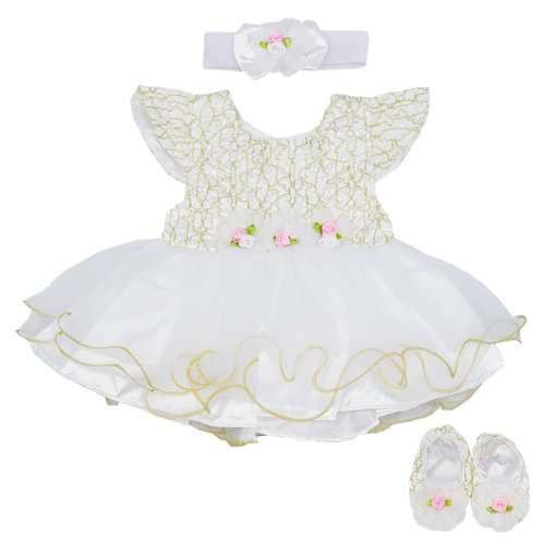 OYESY Reborn Baby Dolls Clothes 20 inch Outfit Accessories Princess Dress 5pcs Set for 17-23 Inch Reborn Doll Newborn Girl&Boy Clothing Set【Super Cute White Dress 5pcs Set 】