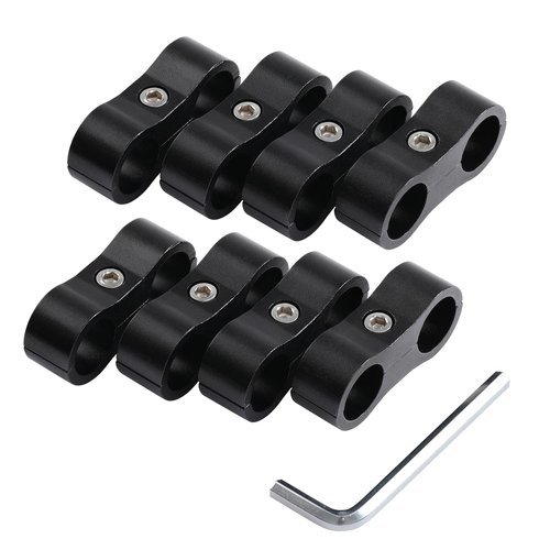 Ucreative 8PCS 6AN CPE Fuel Hose Separator Clamp AN6 CPE Line Mounting Clamp Aluminum Black