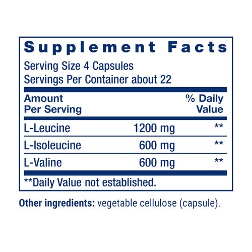 Life Extension Branched Chain Amino Acids (BCAAs), leucine, isoleucine, valine, Promotes Muscle Recovery After Exercise, Gluten-Free, Non-GMO, 90 Capsules