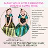 Cokos Box Princess Costumes for Girls Birthday Party Halloween Cosplay Christmas Dress Up Coronation Dress with Necklace Accessories Set, Olive, 5-6 Years