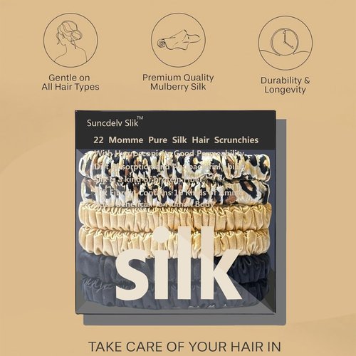 Silk Hair Towel, Friction-Resistant, Amino Acid-Rich, Durable, Breathable (6PCS(Black, Gold, Light Pink))