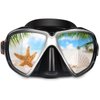 Snorkel Diving Mask Panoramic HD Swim Mask, Anti-Fog Scuba Diving Goggles,Tempered Glass Dive Mask Adult Youth Swim Goggles with Nose Cover for Diving, Snorkeling, Swimming (A-Black)