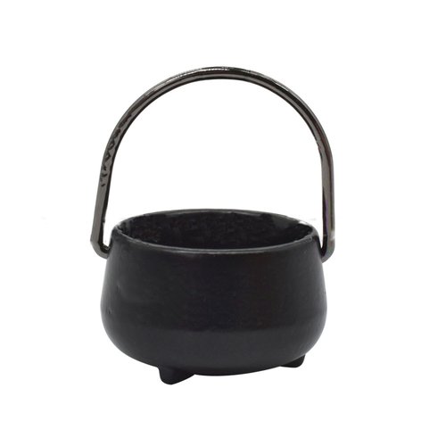 BinaryABC Miniature Dollhouse Witch Cauldron,Mini Black Cauldron Kettles,Halloween Dollhouse Miniature Accessories