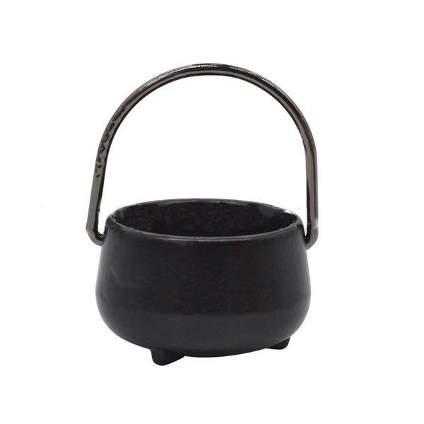 BinaryABC Miniature Dollhouse Witch Cauldron,Mini Black Cauldron Kettles,Halloween Dollhouse Miniature Accessories