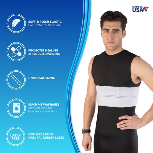 NYOrtho Elastic Rib Support Belt - Torso Compression Rib Brace Treatment Wrap for Natural Healing (Male - Fits 45"-60" Chest)