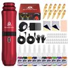 Tattoo Gun, Blackbudda Tattoo Kit for Beginners Rotary Tattoo Machine Kit, With Tattoo Power Supply Tattoo Needles Tattoo Ink, Professional Complete Tattoo Pen Kit (Red)