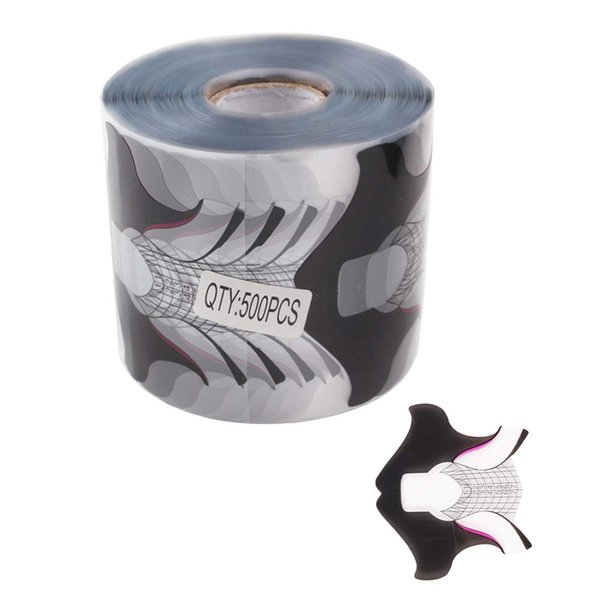 Yigo 500 Pcs/Roll Nail Form Clear Nail Art Guide Form Acrylic UV Gel Tips Extension Black Butterfly Design UV Nail Extenion Sticker