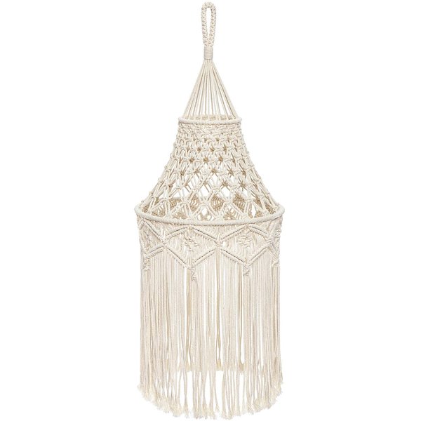 Mkono Macrame Lamp Shade Boho Hanging Pendant Light Cover Bohemian Lamps for Office Bedroom Living Room Nursery Dorm Decor (Lightbulb Not Included)