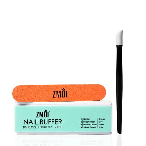 ZMOI Pro Nail Buffer Set –Luxurious Shine Korean 4-Way Nail Buffing Block, Cuticle Pusher, and Mini Nail File Kit – for Natural Shine Nails – Manicure/Pedicure Tools for Home and Salon